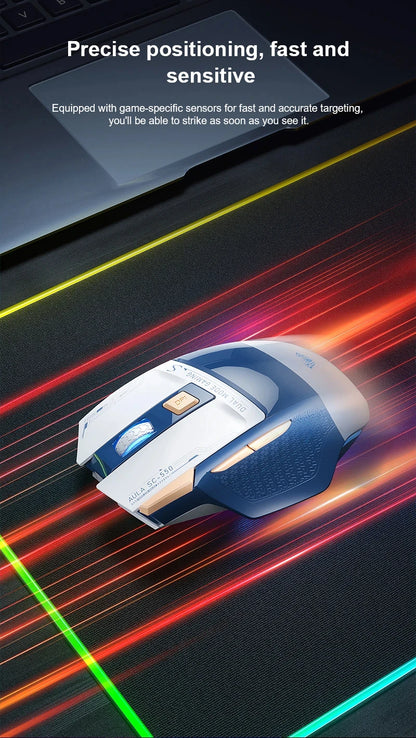 AULA SC550 bežični gaming miš, dvostruki način rada, punjivi svjetleći mehanički gaming miš za stolno/prijenosno računalo, e-sports USB miš