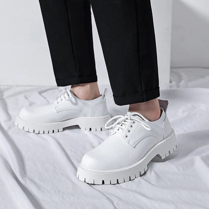 White Lace-up Oxford Shoe Men Fashion Men's Leather Sneakers Breathable Casual Loafers Shoes Mens Designer Men Comfortable Shoes