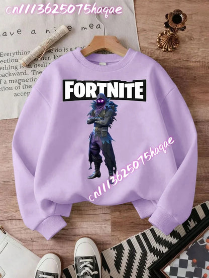 Sweatshirt pullover FORTNITED de manga comprida para criança, estilo streetwear para menina, menino e bebé, top de moda anime infantil, presente
