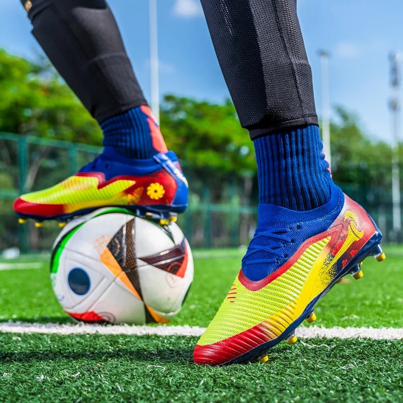 Nouvelles chaussures de football pour hommes, crampons longs antidérapants et respirants pour le sport en extérieur, idéales pour l'entraînement et les matchs, confortables pour adultes
