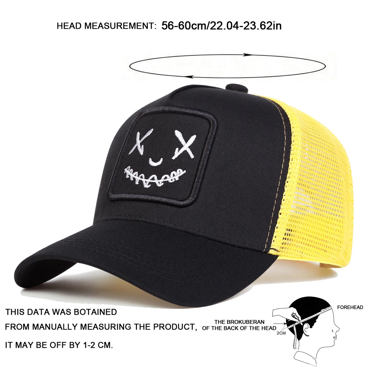 Men Women Smile Face Embroidery Baseball Caps Cotton Adjustable Snapback hats Hip Hop mesh Cap summer Outdoor Sun hat Dad Hats