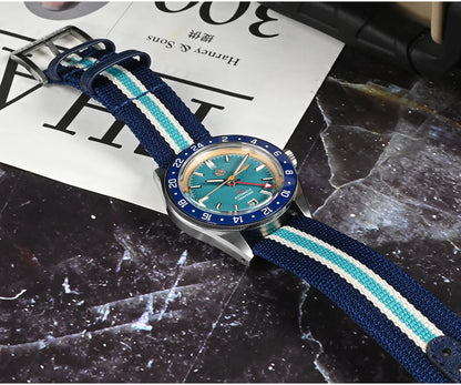 San Martin Original Design Fashion GMT 39.5mm Men Sports Watch Japan NH34 Automatic Mechanical Waterproof 100m SN0116 Reloj