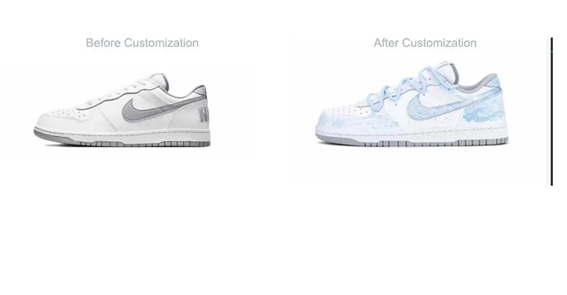 Anpassade sneakers Nike Dunk ”Fog Hidden Auspicious Clouds” – högmodiga retro-skor i kinesisk tuschteckningsstil, låga skor för både män och kvinnor