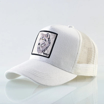 Модна бейзболна шапка с бродерия „Вълк“, Snapback, хип-хоп, Trucker, за мъже и жени, за външни дейности, дишаща шапка с козирка