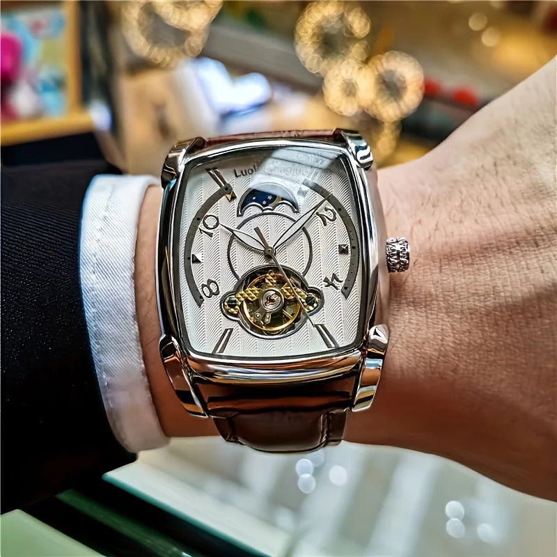 [Luxus-Mechanikuhr mit Tourbillon] Leichte Luxus-Mechanikuhr mit Tourbillon für Herren – Vollautomatisches Spitzenmodell im trendigen „Skelett“-Design, ideal für den Business-Look o