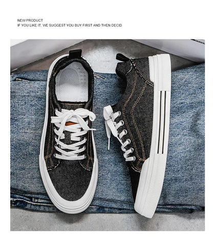 Personalized Spring and Autumn New Men's Shoes, Korean Style Fashionable Large Size Low-Top Casual Shoes, Denim Single Shoes, Versatile Sneakers