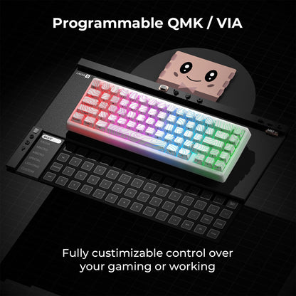 XVX M67 JadeStone Mechanical Keyboard With IMD-Tech Keycaps Hot Swappable Gasket Tri-Mode Custom RGB Wireless Keyboard 65%
