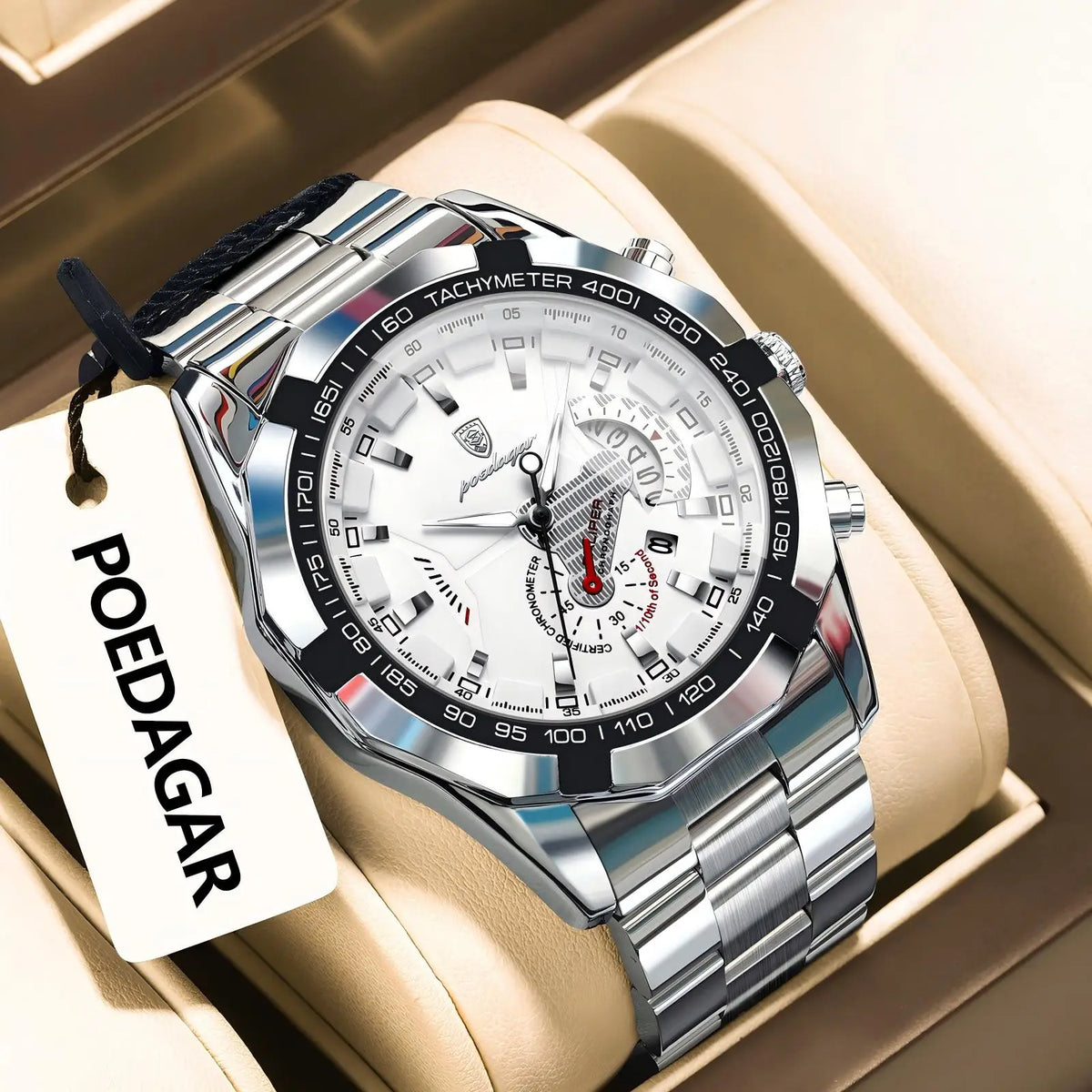 Reloj de lujo para hombre POEDAGAR, resistente al agua, luminiscente, con fecha, deportivo, correa de acero inoxidable, mecanismo de cuarzo.