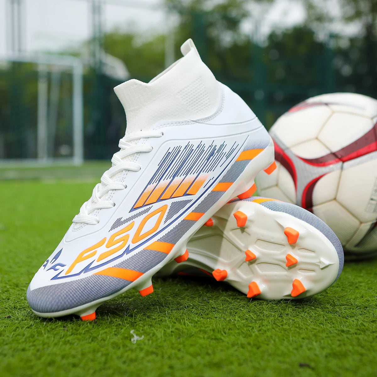 Nouvelles chaussures de football professionnelles pour hommes, chaussures de sport à cheville haute, chaussures de football TF/FG pour garçons, unisexes, antidérapantes, confortables