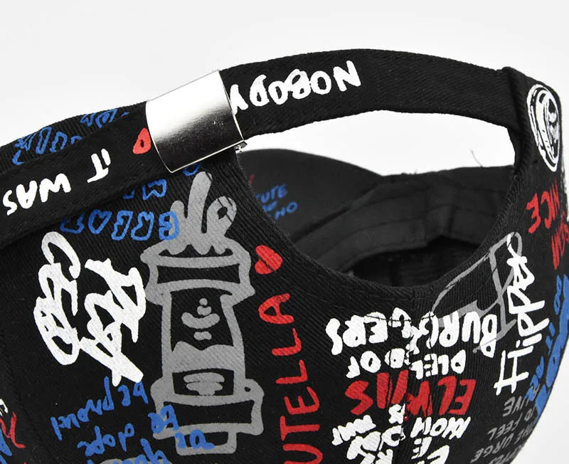 Trendige Unisex-Baseballkappe mit Graffiti-Print – Bunte, bemalte Schirmkappe
