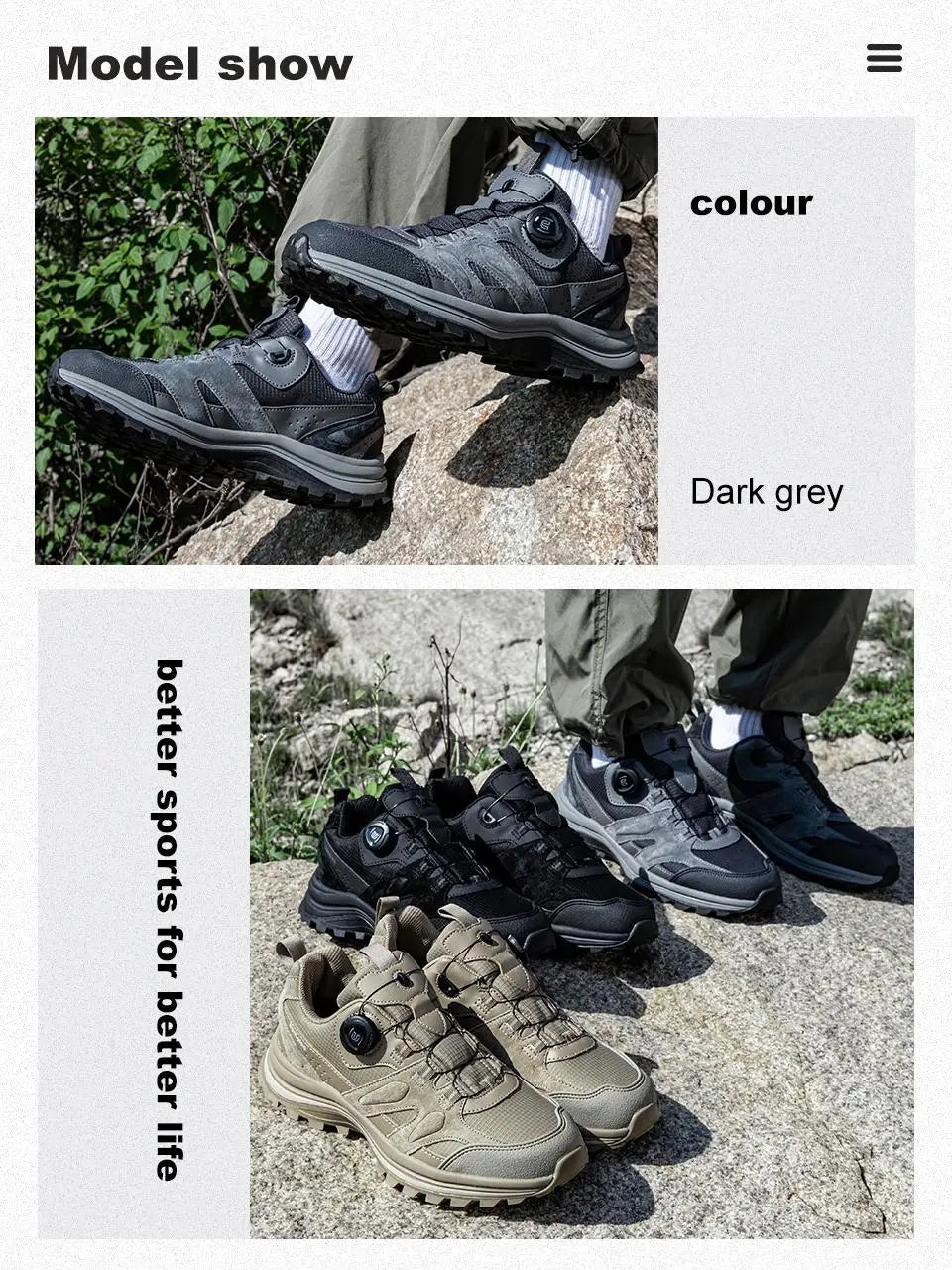 Zapatillas de senderismo para hombre Baasploa: antideslizantes, resistentes al desgaste, para escalada y senderismo al aire libre; con interior de algodón para mayor comodidad; zapatillas deportivas para actividades al aire libre.