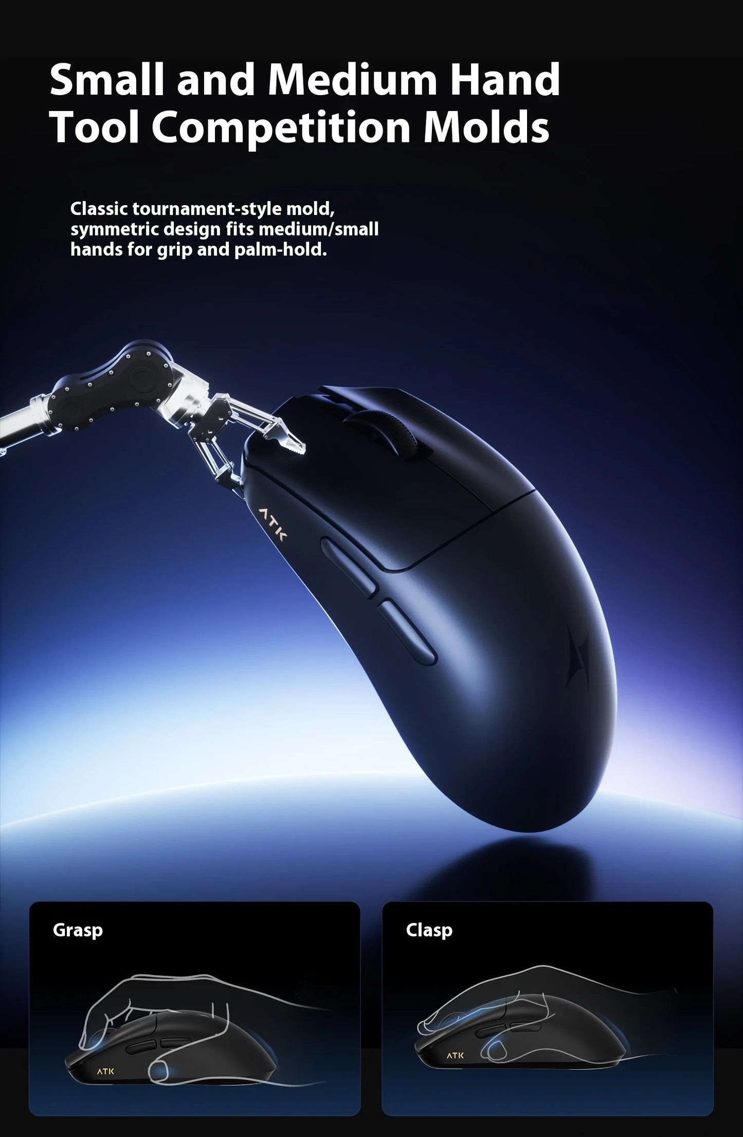 Ratón gaming inalámbrico trimodo ATK F1 V2 Ultra MAX PAW3950, doble 8K, ligero y ergonómico, ratón esports, accesorio personalizado para PC