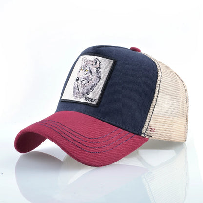Модна бейзболна шапка с бродерия „Вълк“, Snapback, хип-хоп, Trucker, за мъже и жени, за външни дейности, дишаща шапка с козирка