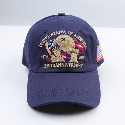 1pc United States 250th Anniversary Baseball Caps for Women,Washed Retro Design,Handmade Embroidery Hat for Parties,Adjustable