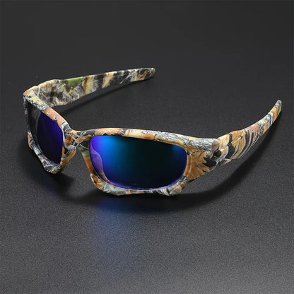 Tactical Windproof Fishing Sunglasses Men Women Classic Camouflage Shades with UV Protection for Outdoor Driving Cycling Hiking