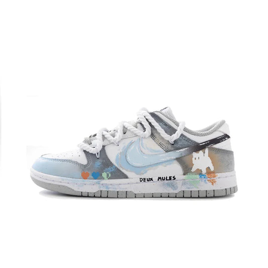 Op maat gemaakte sneakers: Nike Dunk Cyberpunk Graffiti Gradient Blended Artistic Low-Top unisex skateschoenen