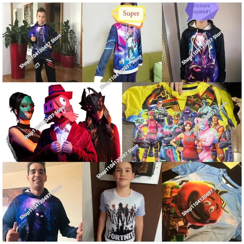 Children's Fortnite Anime Hoodie Men's Streetwear Hip-Hop Sportswear Casual Loose Fit Sweatshirt Outdoor Fashion