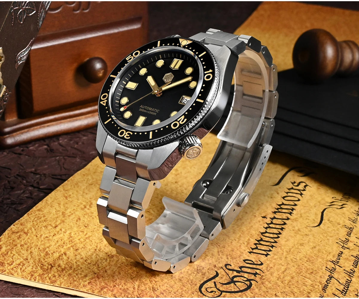 San Martin Design 44mm Men Diver Watch MM300 Sport Steel Vintage NH35 Automatic Mechanical Sapphire Waterproof 300M Lum SN0087