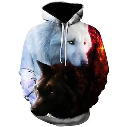 2023 Herbstmode Neu Lover Wolf Herren-Hoodie mit 3D-Muster, lockerer Herbst-Sweatshirt-Streetwear-Style, Fun-Brand
