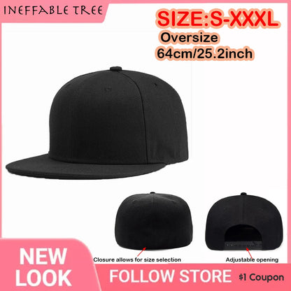 Vergrößert, vertieft, XxxxL, 65 cm, Snapback-Kappe, vollständig geschlossen, für Männer und Frauen, flache Krempe, Hip-Hop-Kappe, passgenau, Sommer-Baseballkappe, Snapback