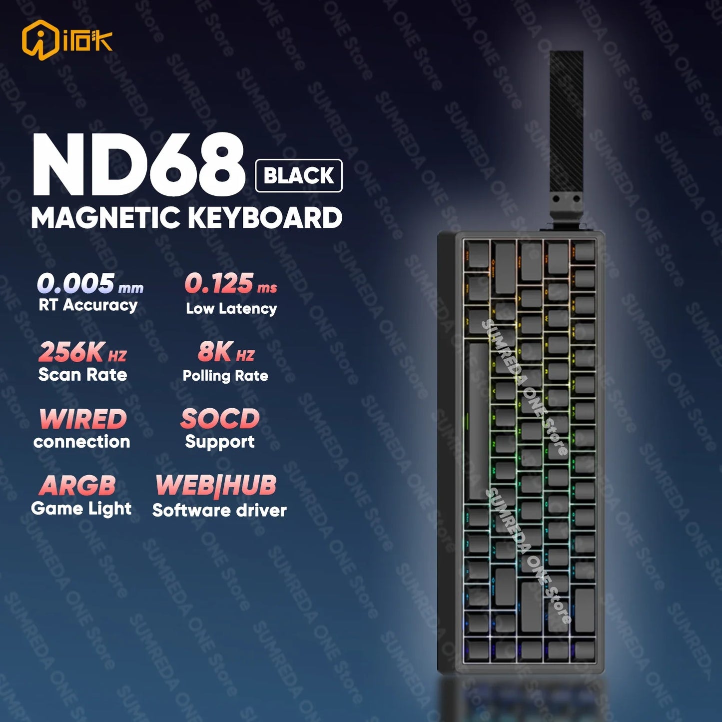 IROK ND63 Max ND63 Ultra ND68 Pro Gaming Magnetic Mechanical Keyboard 60% Layout RT0.001mm 8K 0.125ms Delay Wired Gamer Keyboard