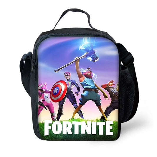 Saco térmico infantil F-FortniteS de grande capacidade para menino e menina, estudante, piquenique ao ar livre, lancheira térmica reutilizável de jogo popular