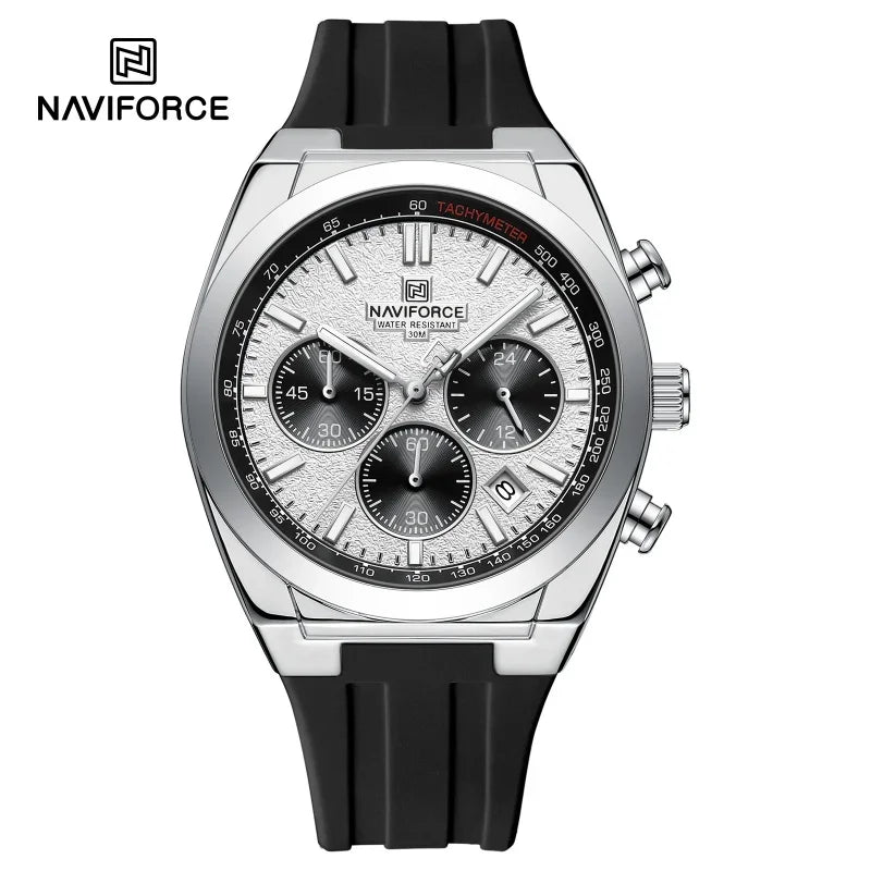 Ceas de mână pentru bărbați NAVIFORCE – Stil luxos și sportiv, mecanism cu cuarț, afișaj 24 de ore, fereastră pentru dată, cronograf, rezistent la apă – Idei de cadouri pentru bărbați
