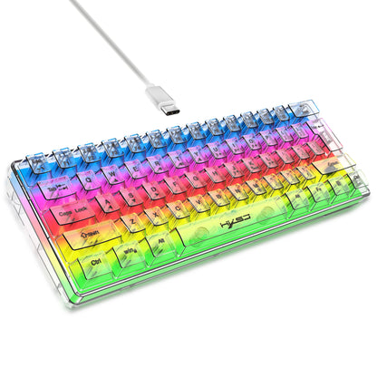 Teclado gaming transparente con cable HXSJ 60%, retroiluminación RGB, ultracompacto, resistente al agua, teclado compacto pequeño de 61 teclas para PC/Mac