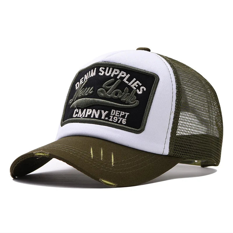 3D Embroidered Duck Tongue Hat New York Embroidered Baseball Hat Mesh Breathable Sunshade Truck Driver Hat