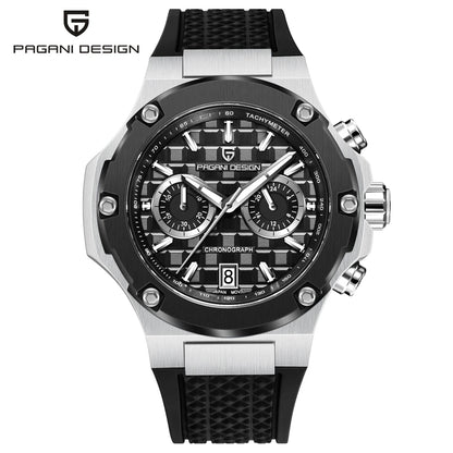 Montres à quartz pour hommes PAGANI DESIGN– Chronographe sportif de luxe, étanche, doté d'aiguilles luminescentes et d'un verre saphir avec traitement antireflet