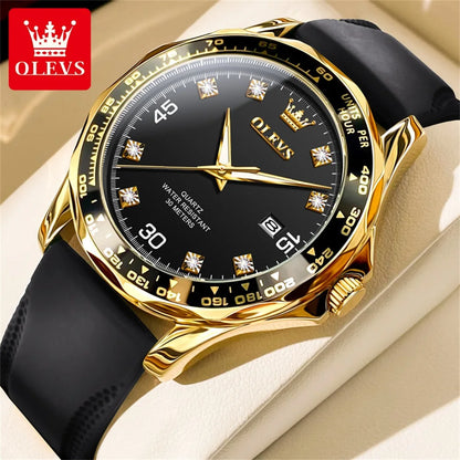 OLEVS 9988 Quartz Watch for Men Waterproof Anti-scratch Auto Date Diving Wristwatch Men Original Brand Luxury Diamond Man Watch
