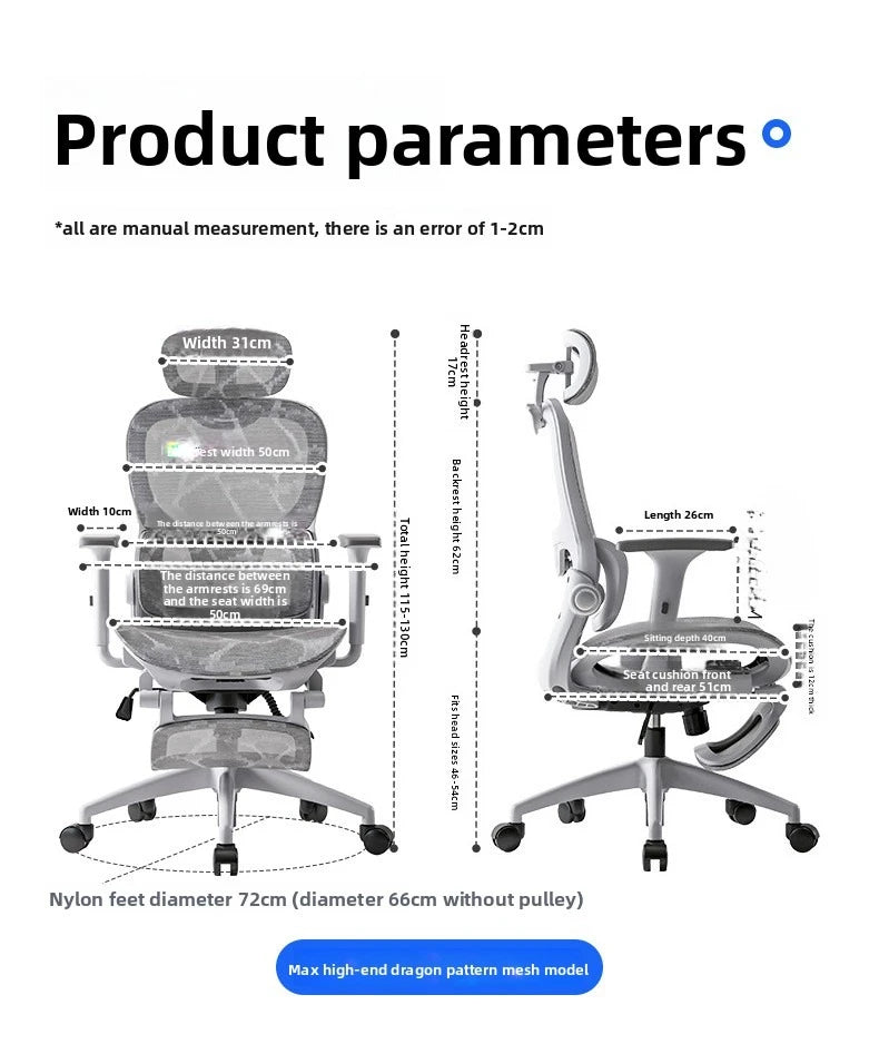 Ergonomic Office Chair Recliner Computer Chair with Adjustable Height, Swivel Gaming Chair, Lumbar Support, Comfortable E-Sports Chair