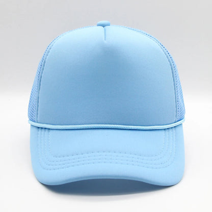 5 panel Trucker Caps Men Women Plain Blank Foam Mesh Baseball Cap With Rope Summer Breathable Outdoor Sport Sun Visor Hats