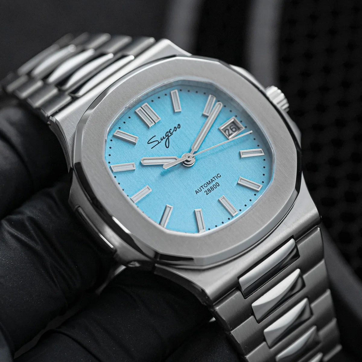 Reloj de hombre Sugess automático mecánico, movimiento Miyota 9015, esfera MOP, luminoso, resistente al agua 5bar, brazalete de lujo S466