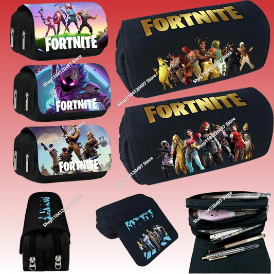 Estojo Fortnite Battle Royale para crianças, caixa de arrumação de canetas com design cartoon, material escolar, presente de aniversário