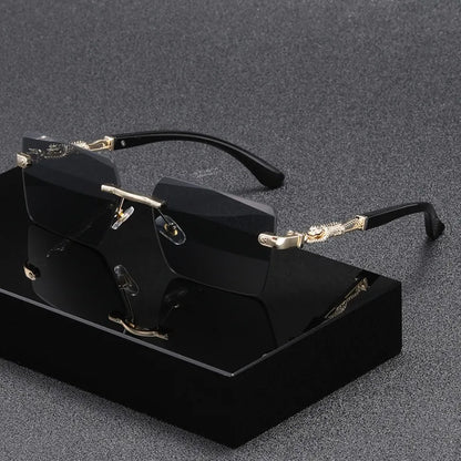 Fashion Rimless Rectangle Sunglasses Women Men Luxury Brand Shades Square Sun Glasses Female Male Beach Travel Eyewear