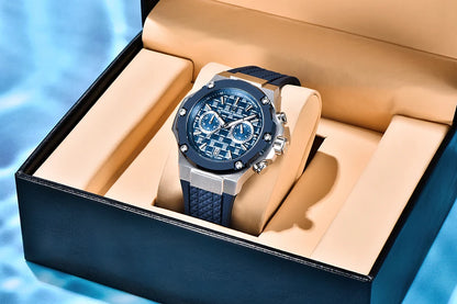 Montres à quartz pour hommes PAGANI DESIGN– Chronographe sportif de luxe, étanche, doté d'aiguilles luminescentes et d'un verre saphir avec traitement antireflet