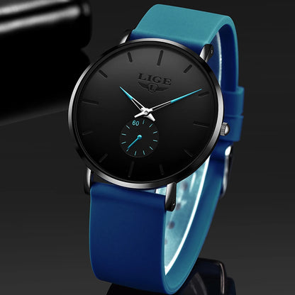 montre pour homme LIGE – Style sportif et tendance, marque de luxe, étanche, design épuré et ultra-fin, montre à quartz pour homme