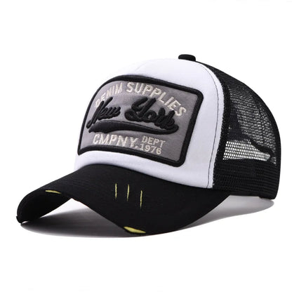 3D Embroidered Duck Tongue Hat New York Embroidered Baseball Hat Mesh Breathable Sunshade Truck Driver Hat