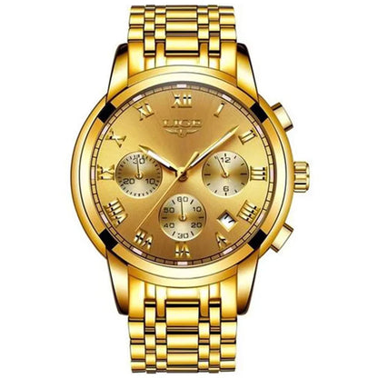 Montre pour homme LIGE – Chronographe de luxe, style sport décontracté, étanche, entièrement en acier, mouvement à quartz