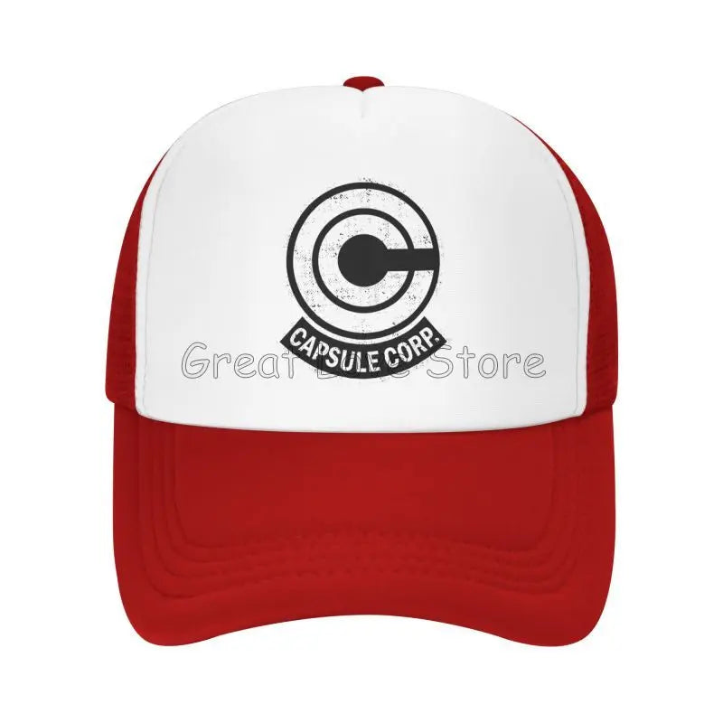 „Capsule Corp“ tinklinės beisbolo kepurės, unisex, hip-hop stiliaus „trucker“ kepurės, anime DBZ stiliaus „dad hat“ kepurės, reguliuojamos lenktyninės kepurės, vasarinės „trucker“ kepurės su užsegimu