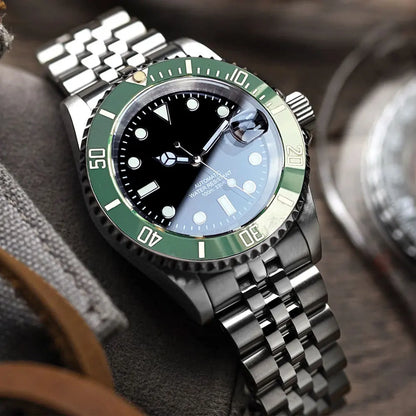 Reloj automático para hombre Miyota8215 resistente al agua 200m, reloj de buceo 40mm, movimiento mecánico, luminoso, correa Jubilee y hebilla Glide Lock