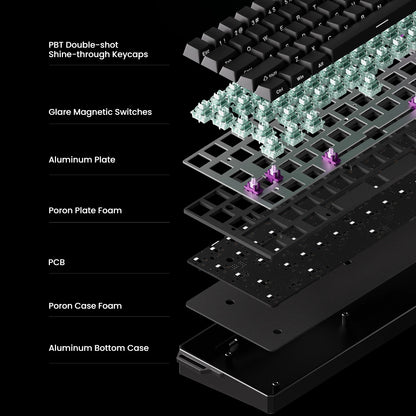 Teclado gaming mecánico Akko MonsGeek FUN60 Ultra con interruptores magnéticos 60%, Rapid Trigger, 8K HE/TMR, teclado gamer personalizado de aluminio