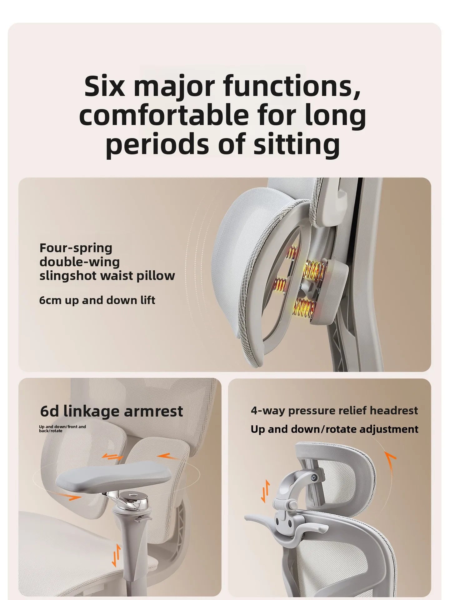 S950 Ergonomic Office Chair Adjustable Computer Chair, Gaming Chair with Lumbar Support, Comfortable Study Chair for Home Office & Work