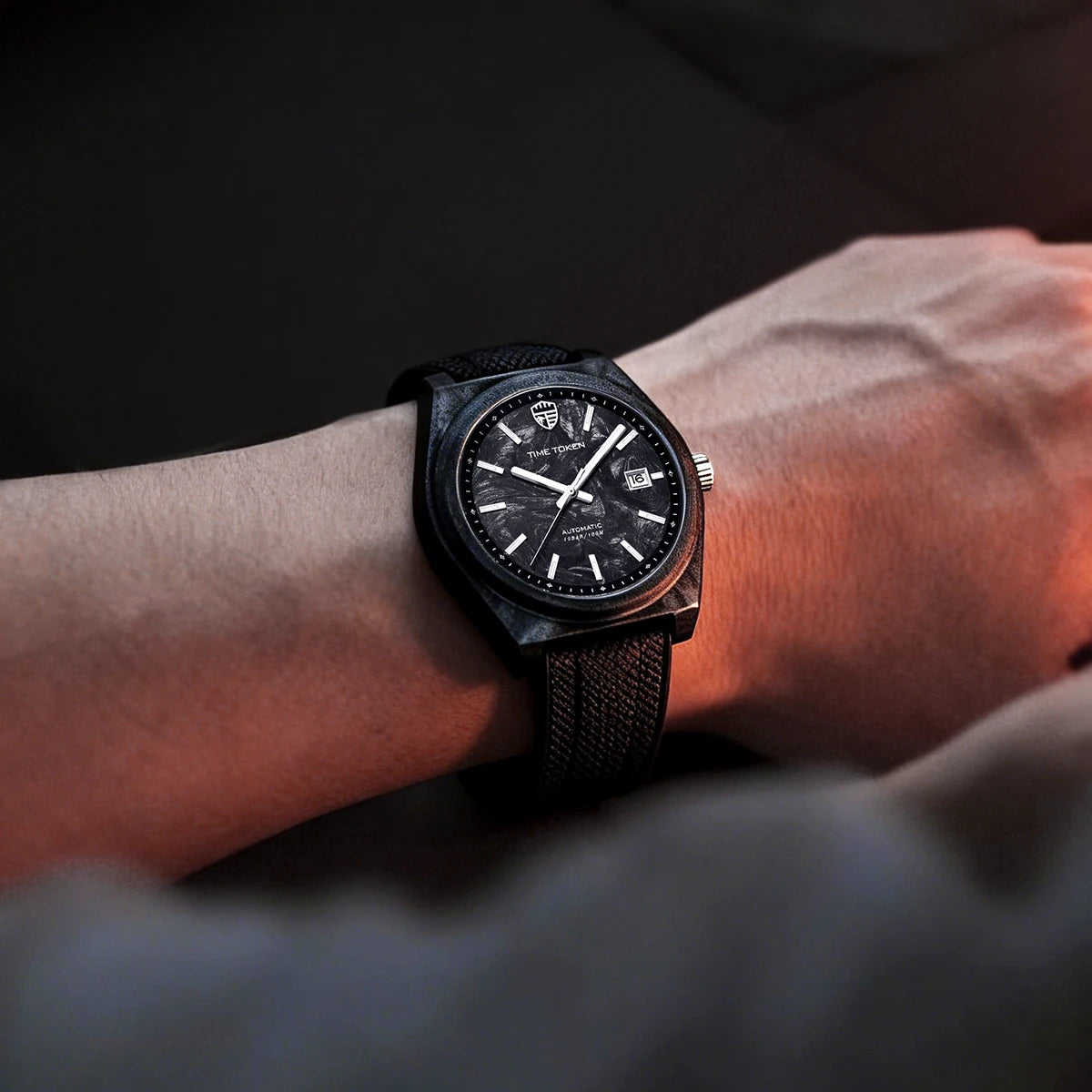 Reloj automático luminoso de fibra de carbono de 40mm, lujo, 100m, impermeable, reloj de buceo automático para hombre con movimiento Japan Miyota 8215