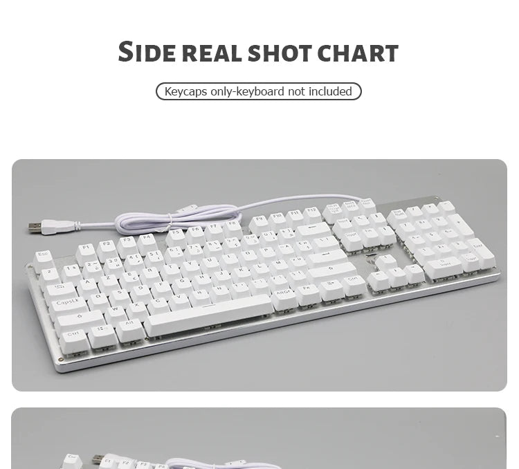 104 Tasten Koreanische, französische, russische, spanische und deutsche hintergrundbeleuchtete Tastenkappen für mechanische Tastaturen mit MX-Switches, OEM-Profil, ABS-Keycaps, DIY