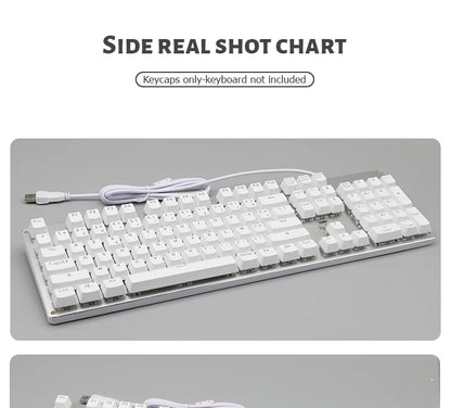 104 Tasten Koreanische, französische, russische, spanische und deutsche hintergrundbeleuchtete Tastenkappen für mechanische Tastaturen mit MX-Switches, OEM-Profil, ABS-Keycaps, DIY