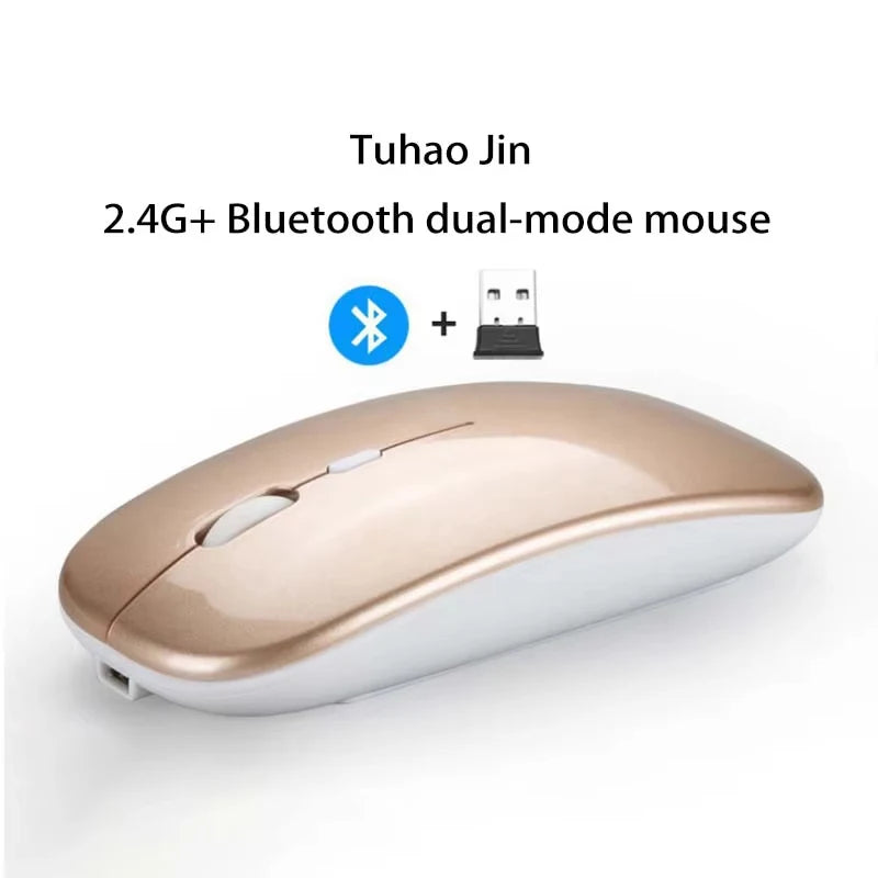 Rechargeable Wireless Mouse Bluetooth 2.4GHz Dual Modes Ergonomics DPI Readjustable Silence USB Portable Mouse for PC Laptop