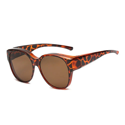Fashion UV Protection Driving Sunglasses Round Frame Y2K Wear Over Glasses Retro Black Shades for Women Men