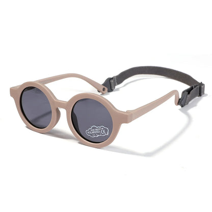 Kids Round TAC Polarized Baby Sunglasses for Toddler Boys Girls TPEE Flexible Soft Frame with Strap for Infant Age 0-3 Shades